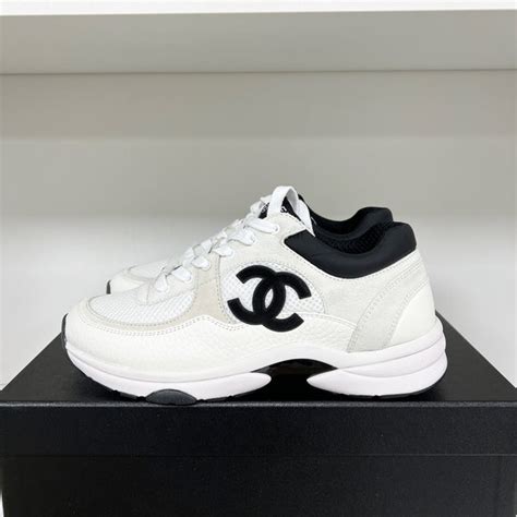 black chanel womens sneakers|Chanel black and white sneakers.